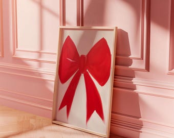 Red Bow Print: Holiday Wall Art (Digital Download)