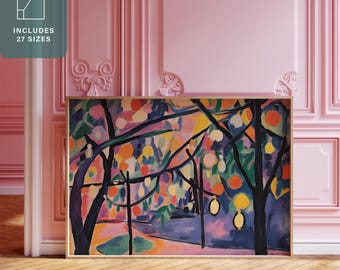 Wall Art Print Digital Download Home Decor Modern Living Room Wall Print Abstract Landscape Tree Art Modern Decor Purple Wall Art Printable