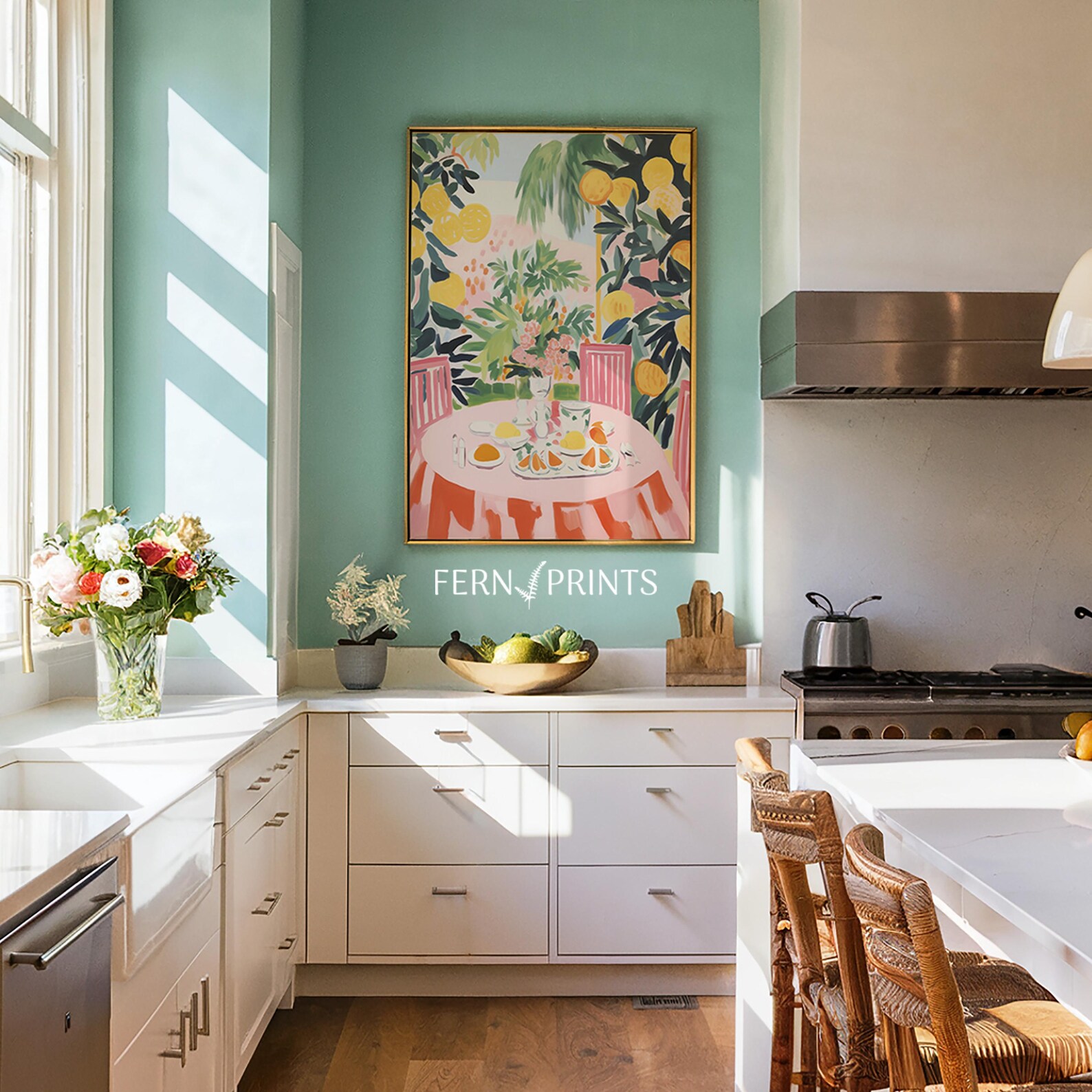 Framed Kitchen Wall Art Print Lemon Tree Dining Accent Home Decor ...
