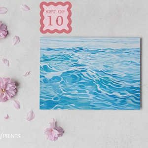 Ocean Notecard Blank Set Note Sea Greeting Card Bundle Coastal Design Note Card Art Beach Print Thank You Note Stationery Seaside Pack Card