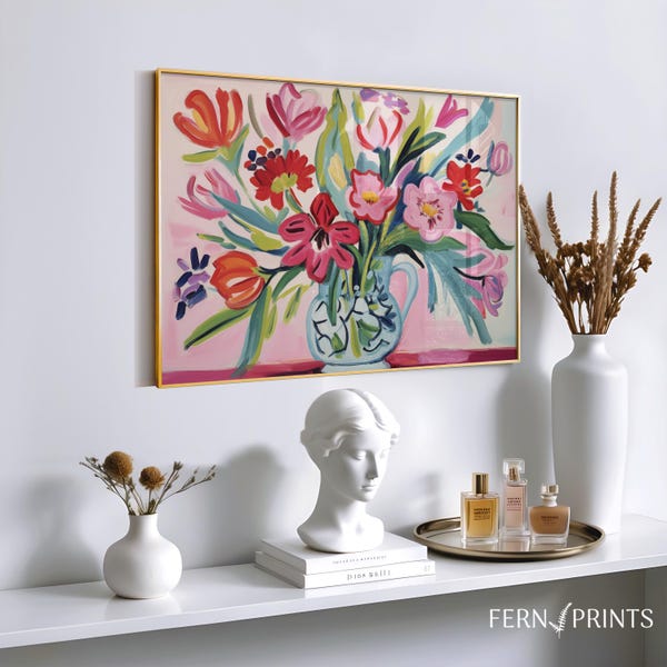 Printable Wall Art Abstract Floral Print Modern Home Decor Gallery Wall Digital Download Botanical Art Office Decor Blue Contemporary Art