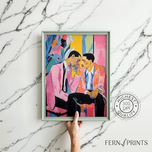 Black Couple Wall Art African American Gay Art Print Wall Decor Black Love Art Printable LGBTQ+ Decor Digital Download Poster Modern Art