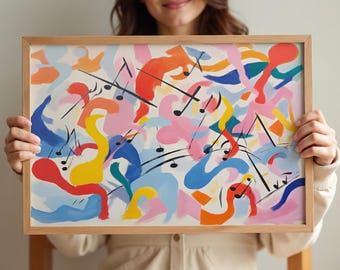Abstract Musical Notes Art Print: Modern Music Room Decor (Digital Download)