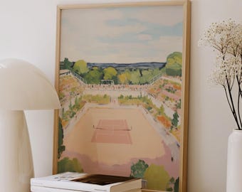 Tennis Print Wall Art Tennis Poster Vintage Tennis Decor Tennis Artwork Large Sports Wall Decor Tennis Art  French Court Tennis Print Sport