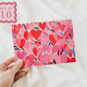 Valentine Day Cards Blank Set Love Note Cards Heart Design Greeting Cards for Wedding Thank You Notes Stationery Set with Envelopes Pink