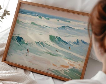 Vintage Surf Art Print: Retro Beach House Decor (Digital Download)