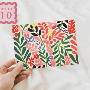Botanical Thank You Card Pack Floral Greeting Card Set of 10 Blank Note Bundle Garden Art Stationery Vintage Design Wedding Invite Thank You