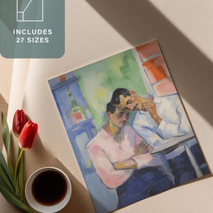 Gay Couple Wall Art Modern Abstract Colorful Print Digital Download Art Home Decor Vintage Style Rainbow Art Room Decor Instant Download Art
