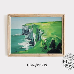 Cliffs of Moher Print Ireland Wall Art Coastal Decor Mid-Century Modern Wall Art Vintage Travel Poster Printable Wall Art Digital Download Home Decor