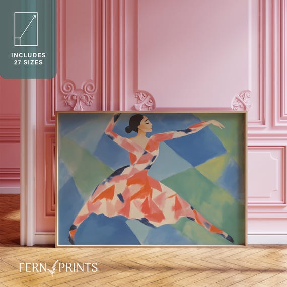 Geometric Ballet Dancer Art Print: Modern Dance Studio Decor (Digital Download)