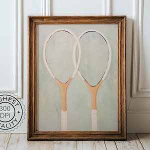 Vintage Tennis Print Wall Art Sports Room Game Decor Racquet Display Club Accent Home Design Court Art Tennis Gift Player Present Wall Decor