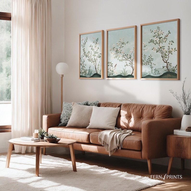 Home Decor Wall Art Set Chinoiserie Style Botanical Prints Asian Inspired Collection Bird Flower Design Multiple Display Options Beautiful Living Room Bedroom Accent Gallery Wall Collection Statement Piece Elegant Oriental Artwork Design Wall Art Set of 3 Above Bed Print Above Sofa Wall Art Large