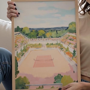 Tennis Retro Poster Downloadable Tennis Court Print French Stadium Poster Sports Wall Decor Tennis Gift Home Decor Wall Art Tennis Artwork