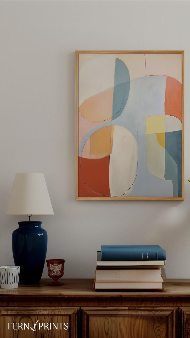 Abstract Modern Art Geometric Print Digital Download Wall Decor Contemporary Design Living Room Artwork Multiple Size Options Printable Home Decoration Blue Abstract Pattern Minimalist Style Interior Design Collection Premium Quality Format
