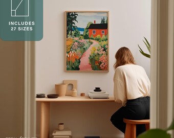 Cottage Garden Print: Whimsical Swedish Home Decor (Digital Download)