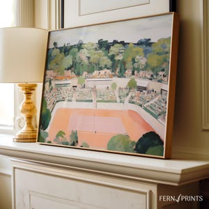 Tennis Court Wall Art Printable Wall Decor Tennis Print Vintage Style French Tennis Decor Home Decor Tennis Gift Sports Art Print Decoration