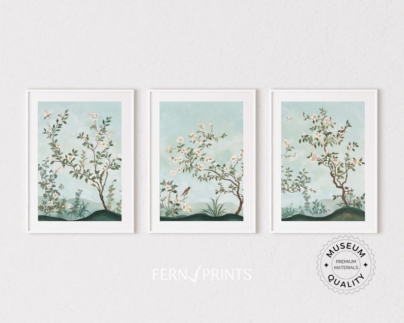 Oriental Style Wall Art Collection Chinoiserie Botanical Prints Bird Flower Design Multiple Size Options Beautiful Home Decor Pieces Asian Inspired Artwork Gallery Wall Display Living Room Bedroom Accent Statement Art Collection Elegant Wall Art Set of 3 Above Bed Print Above Sofa Wall Art Large
