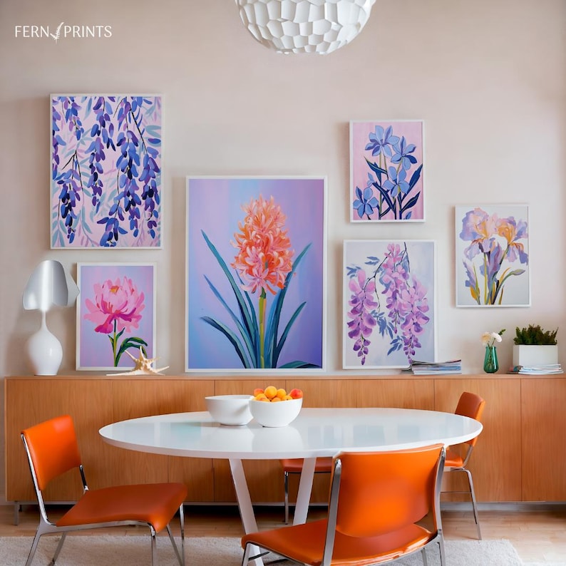 Floral Wall Art Set Botanical Print Set Flower Poster Bundle Colorful ...