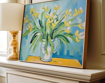 Yellow Iris Flower Print: Botanical Wall Art (Digital Download)