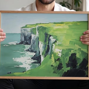 Cliffs of Moher Print Ireland Wall Art Coastal Decor Mid-Century Modern Wall Art Vintage Travel Poster Printable Wall Art Digital Download Home Decor