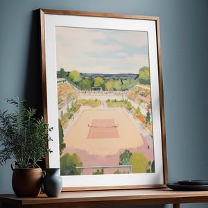 Vintage Tennis Poster Framed Tennis Wall Art France Sport Decor Print Tennis Gift Player Home Decor Tennis Art Print Sport Room Decor Club