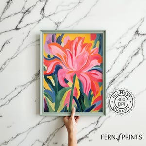 Pink Flower Wall Art Digital Download Bedroom Decor Pink Wall Print Home Decor Office Wall Decor Floral Print Maximalist Modern Aesthetic