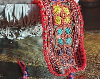 Handcrafted Embroidery Bracelet in Orange & Green