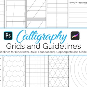 Guidelines & Grids Procreate Calligraphy Pack. Grid Templates, Lettering Guide, iPad Art