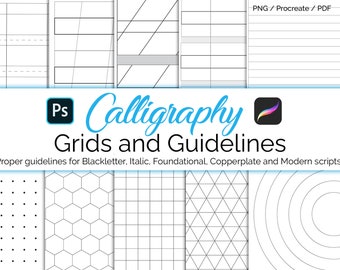 Richtlinien & Gitter Procreate Calligraphy Pack. Gitter Vorlagen, Lettering Guide, iPad Art