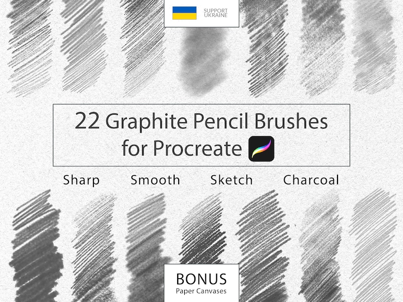 Sharp Ink Pen Procreate Pencil Brushes Procreate Graphite Pack. Realistic Pencil and Charcoal ...