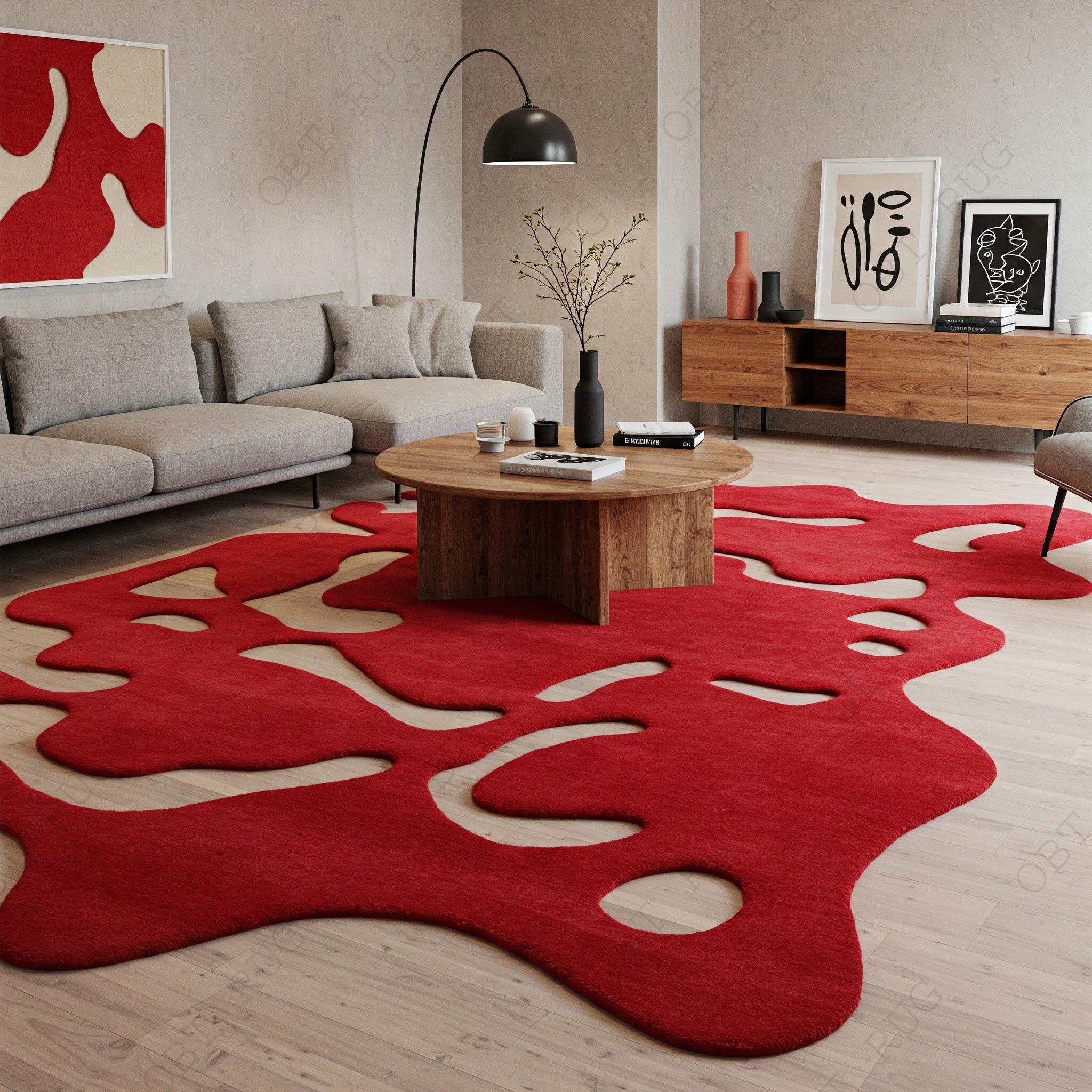 Hand Tufted Red Pink Area Rug for Living Bedroom Dining Guest Room Kids, Red Pink High Quality Carpet for Gifts