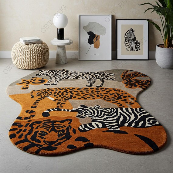 Cat Themed Rug, Animal Rug, Cat Area Rug, Cat Art Rug, Cute Cat Rug