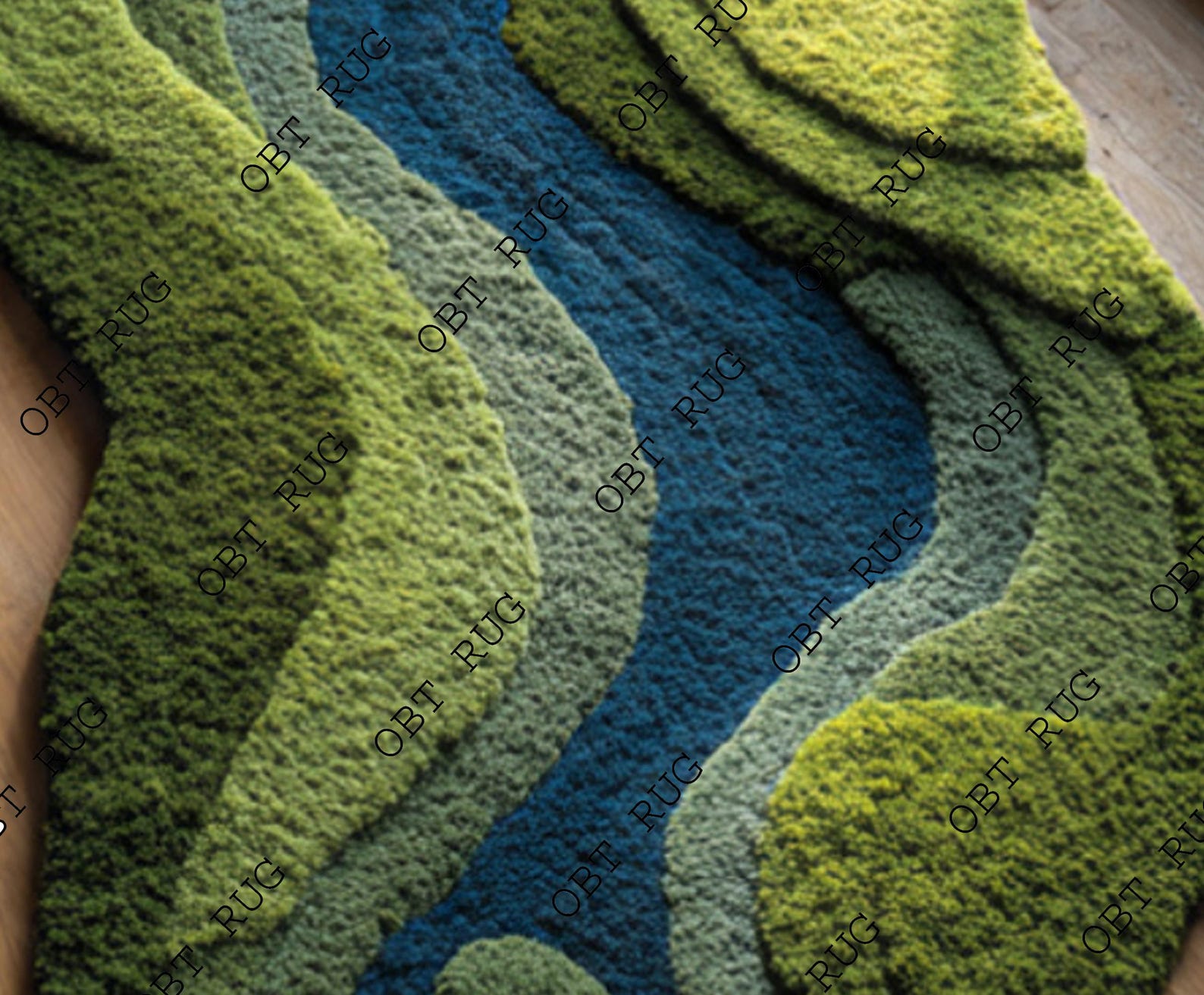 Handmade Green Moss Rug: Tufted Acrylic, Japandi Forest Decor - Etsy