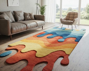 Hand-Tufted melting Rug Bold Serpent Runner for Hallways | Cozy Animal Carpet Decor Eye-Catching Reptile-Inspired Floor Art.