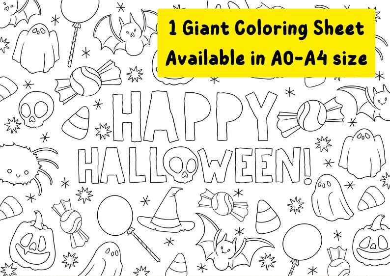 Giant Halloween Coloring Page, Large Coloring Poster for Children, Big ...