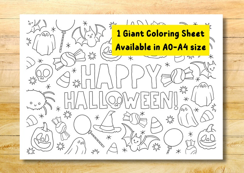 Giant Halloween Coloring Page, Large Coloring Poster for Children, Big ...
