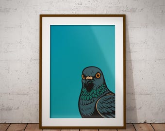 Quirky Pigeon Art Print – Funny Bird Lover Gift