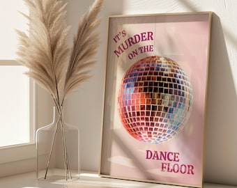 Song lyrics wall art, funky disco ball print, Dopamine decor Extra Large Wall art, funky & preppy wall decor, perfect gift for music lovers