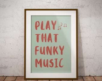 Retro Funky Lyrics Print: Disco Music Wall Decor