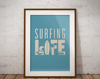 Surf Art Print: Beachy Ocean Poster, Dopamine Decor