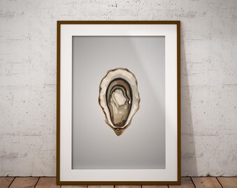 Oyster Art Print – Modern Coastal Kitchen Seafood Illustration
