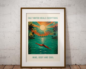 Wild Swimming Inspirational Print: Body, Mind & Soul Art