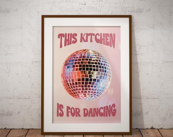 Kitchen Disco Ball Print: Funky Retro 70s Wall Art