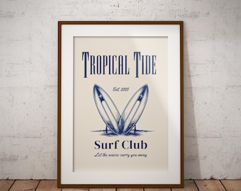 Beachy Surf Poster: Coastal Wall Art, Summer Seaside Decor