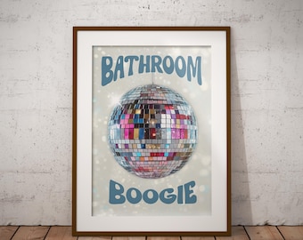 Lámina con diseño de bola de discoteca para el baño: Arte de pared retro y original de los años 70.