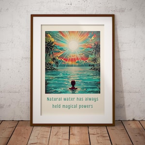 Wild Swimming Inspirational Poster, Motivational Open Water Swimming Print,  Natural Water Positive Quote, Self Care Art, Sea Swimmer Gift