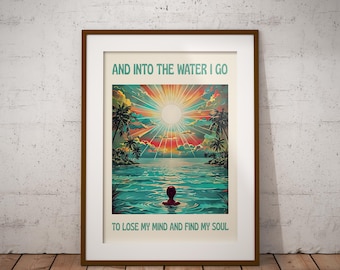 Wild Swimming Print – Motivational Poster, Positive Quotes, Self Care Wall Art