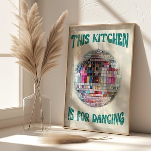 Küche Disco Ball Print, Dopamin Dekor, Funky Retro Wand Kunst, Küche Tanzende Kunst, 70er Jahre Geschenk