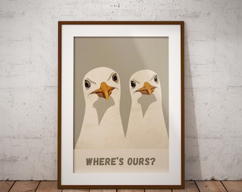 Seagull Art Print, Funny Coastal Kitchen Poster