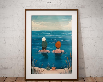 Wild Swimming Open Water Art Print – Cold Water Swim Decor, Swimmer Gift